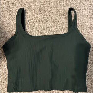 Dark Green Ribbed Tank Top